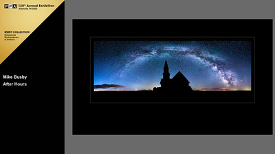 A church in silhouette  under the Milky Way