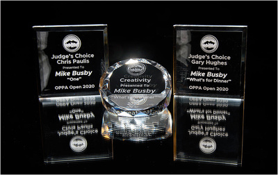 Three trophies and awards for Mike Busby Photography